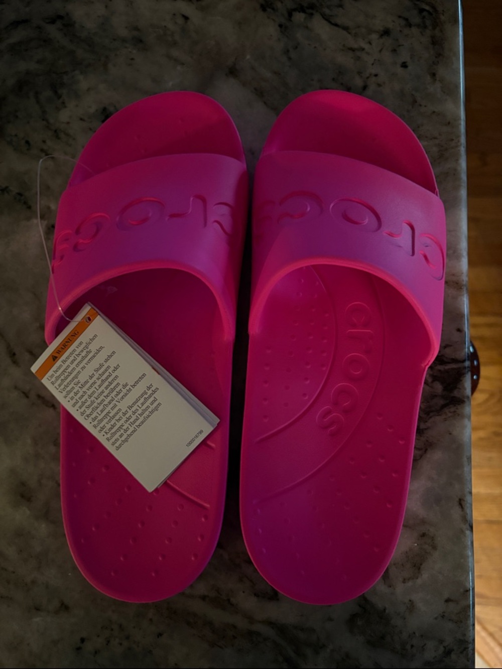 NWT CROCS Pink Slide Sandals with Logo Strap